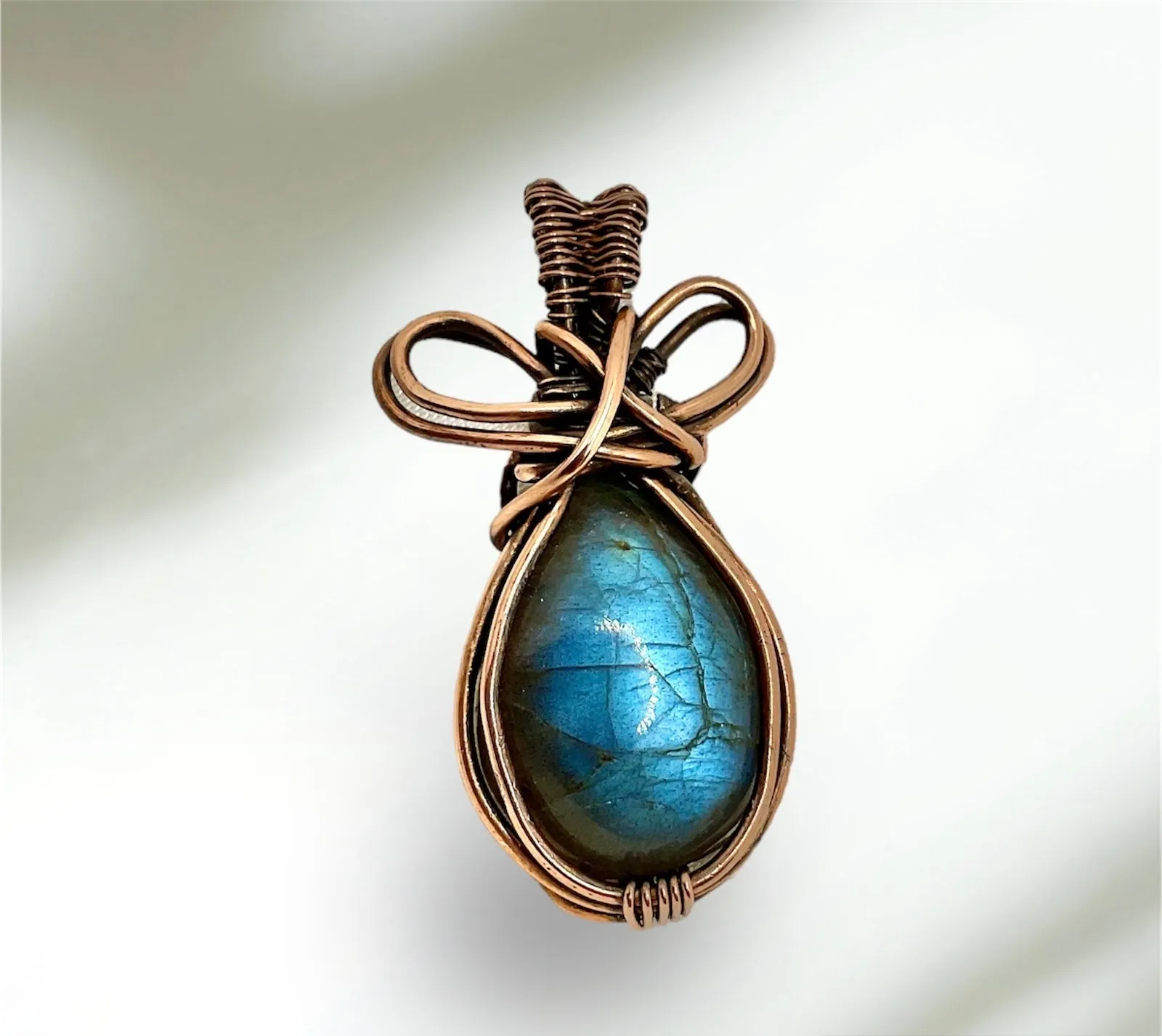 Blue Labradorite Wire Wrapped Pendant