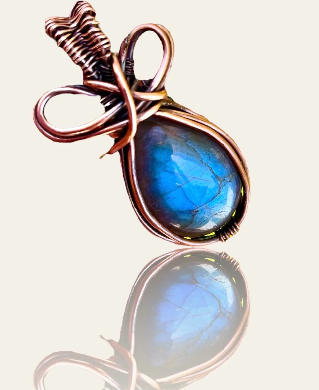 Blue Labradorite Wire Wrapped Pendant