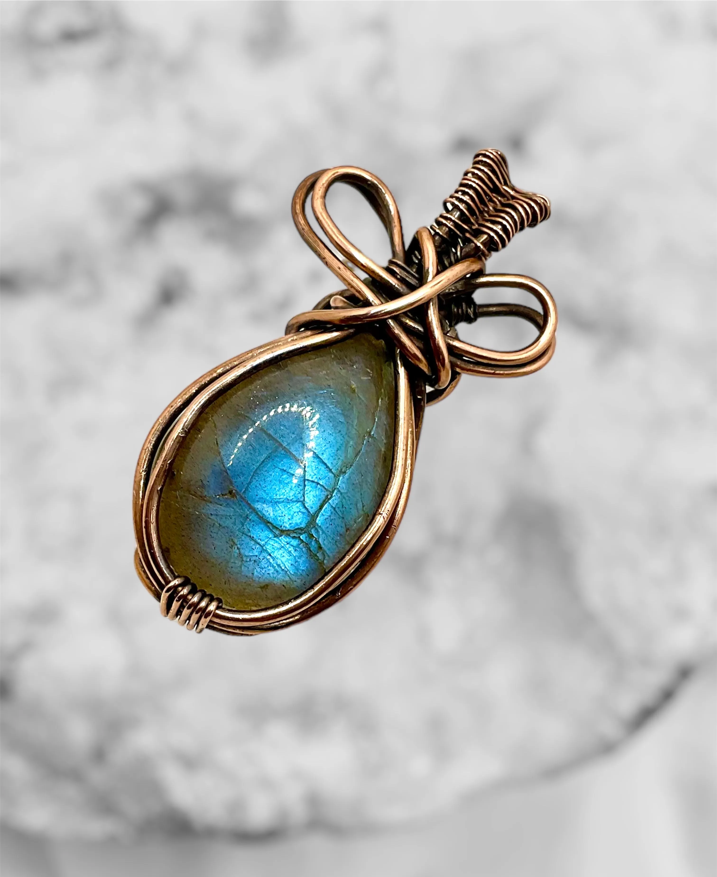 Blue Labradorite Wire Wrapped Pendant