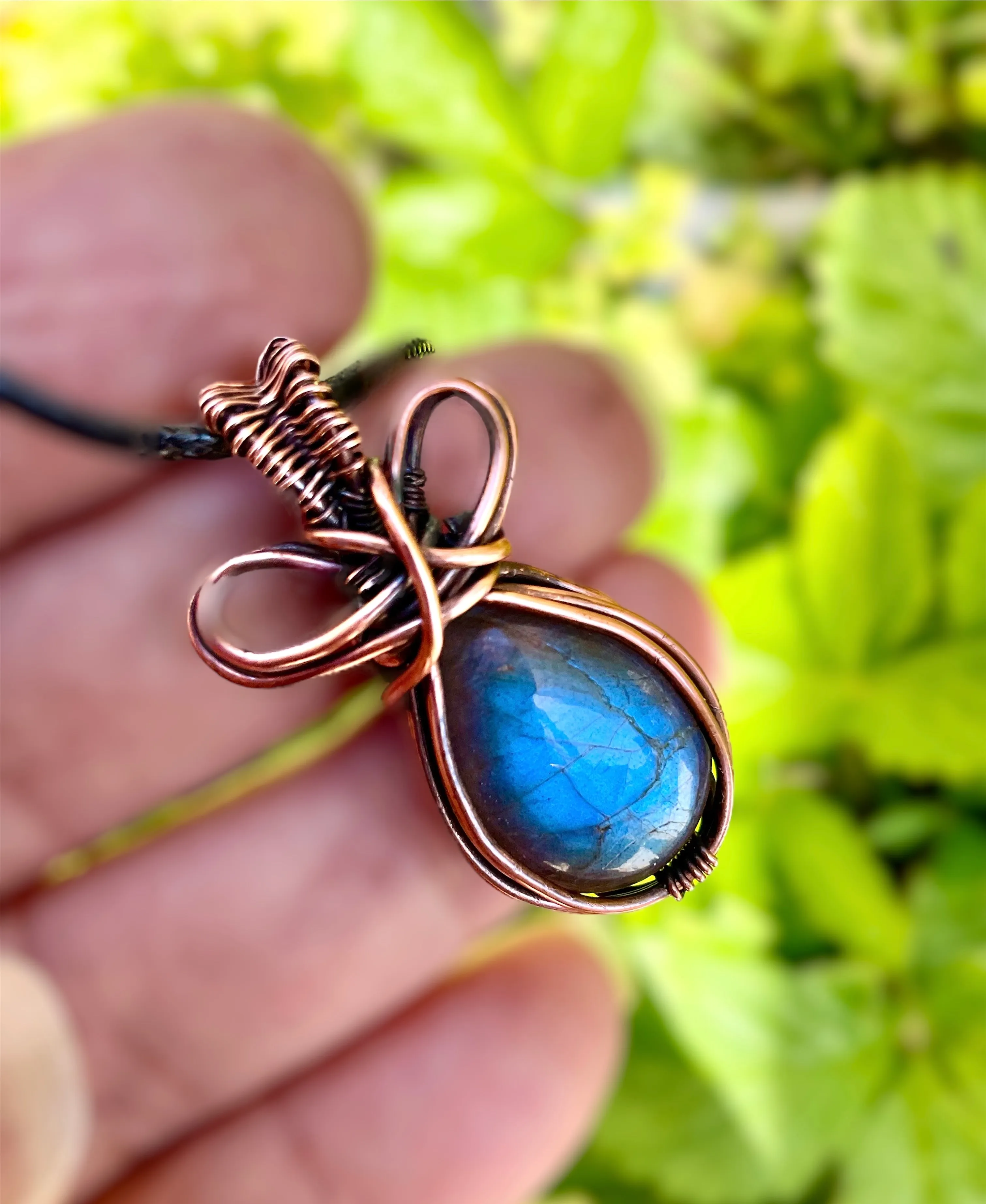 Blue Labradorite Wire Wrapped Pendant