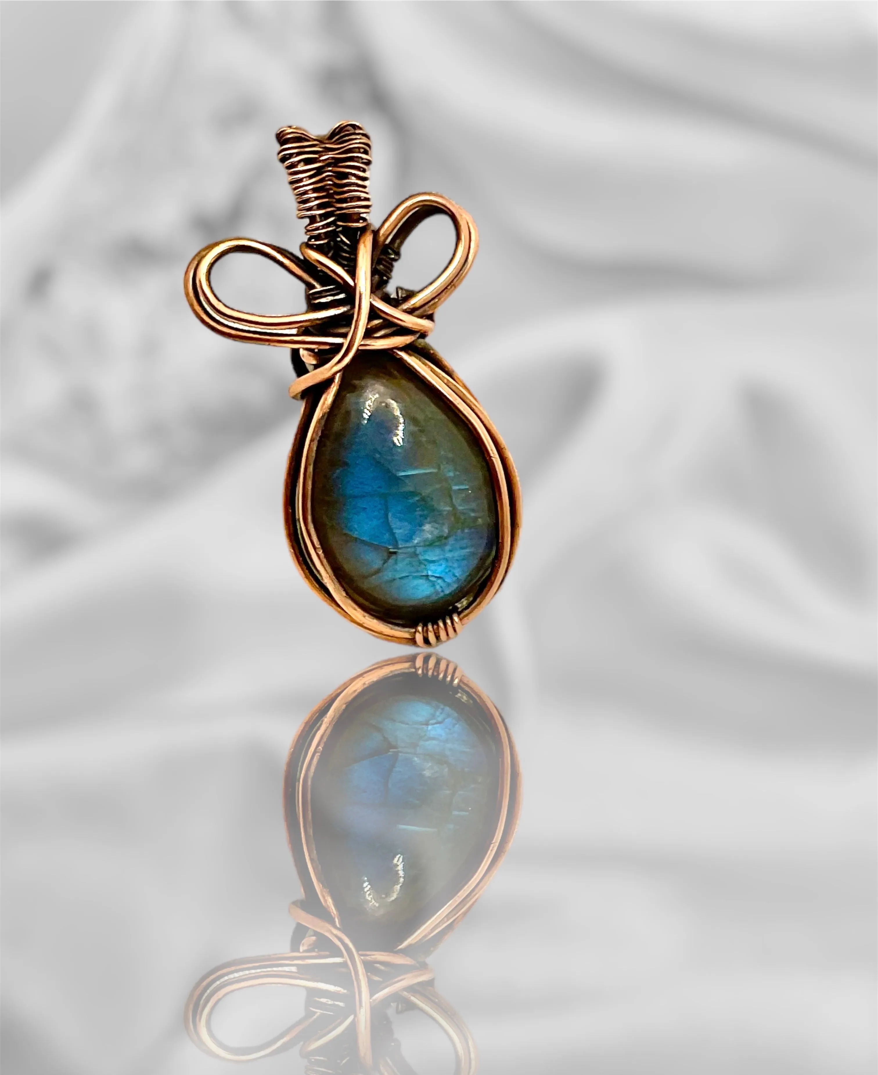 Blue Labradorite Wire Wrapped Pendant