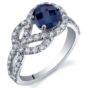 Blue Sapphire Round Cut Sterling Silver Ring Size 5