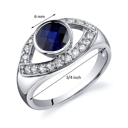 Blue Sapphire Round Cut Sterling Silver Ring Size 8