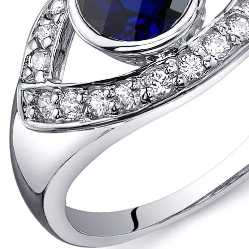 Blue Sapphire Round Cut Sterling Silver Ring Size 8