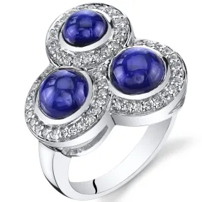 Blue Sapphire Round Cut Sterling Silver Ring Size 9