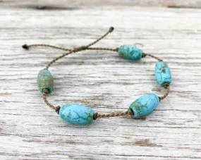 Bracelet-1061-Turquoise Magnesite Barrel