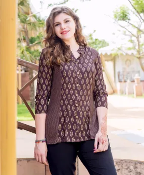 Brown Gold Printed Top