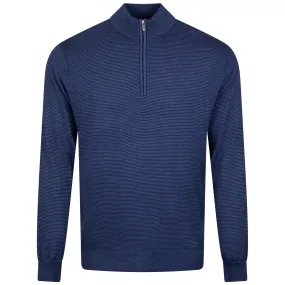 Canton Stripe Quarter Zip Mid Layer Navy - AW24