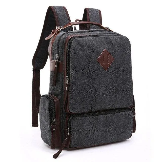 Canvas Leather Multi-Functional Travel Backpack