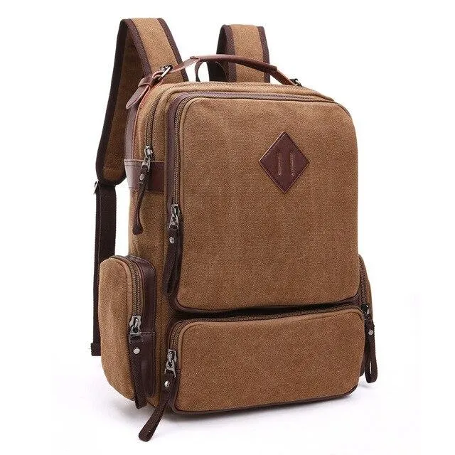 Canvas Leather Multi-Functional Travel Backpack