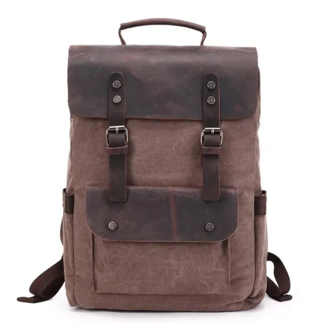 Canvas Leather School 20 to 35 Liter Backpack