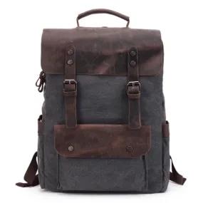 Canvas Leather School 20 to 35 Liter Backpack