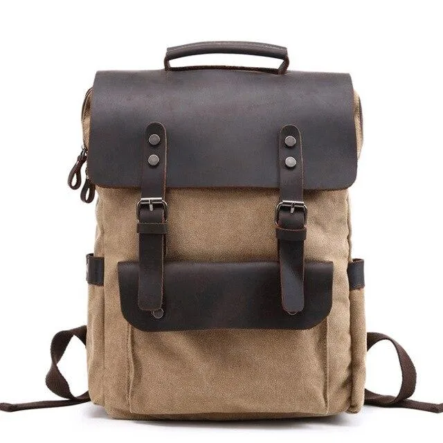 Canvas Leather School 20 to 35 Liter Backpack