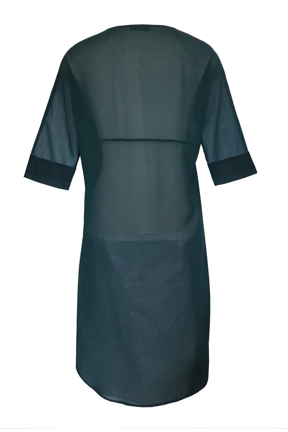 Christy Sheer Spruce Green Mid Sleeve Shift Dress