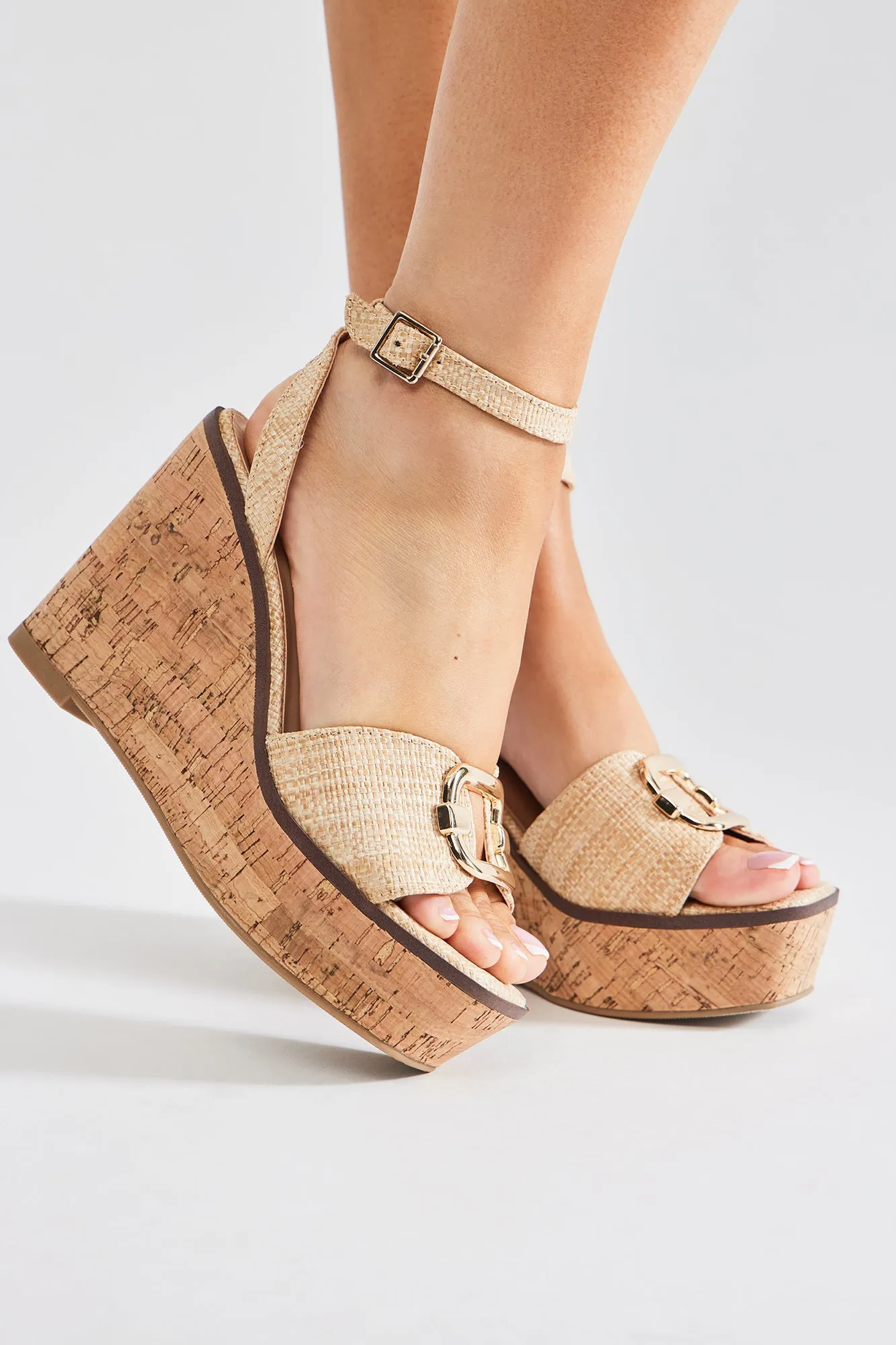 Ciarra Platform Wedges - Tan