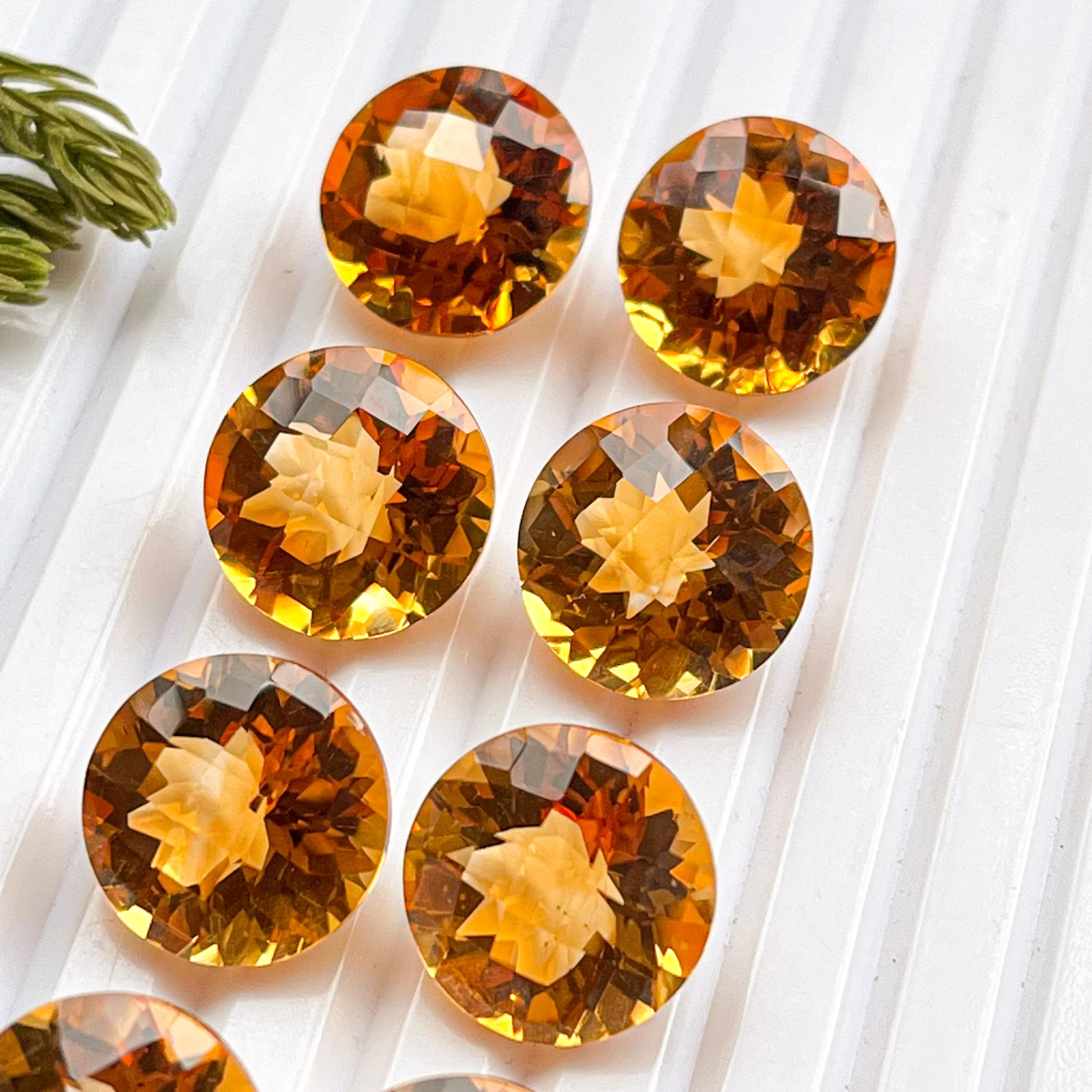 Citrine Faceted Round cut stone, Size 12x12mm