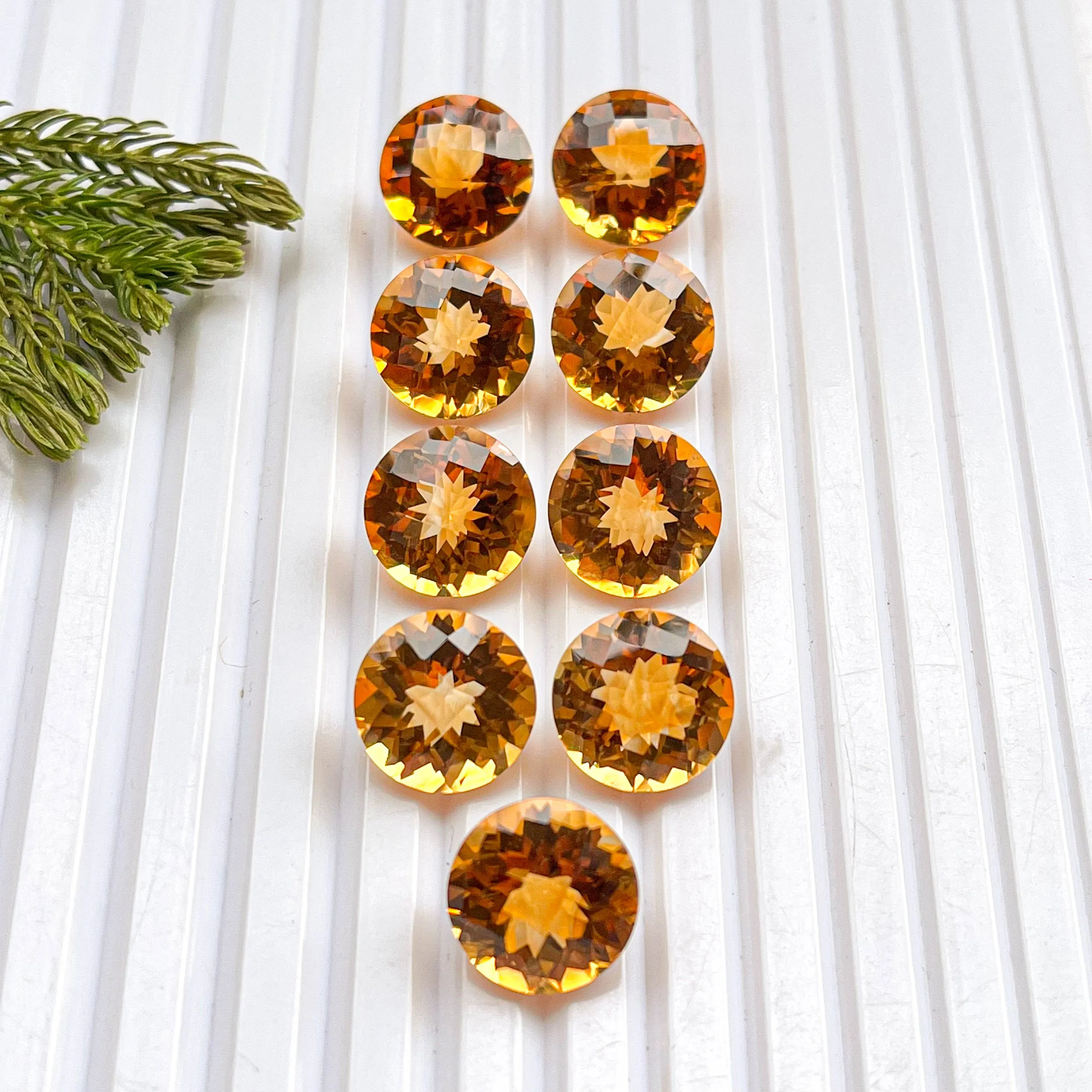 Citrine Faceted Round cut stone, Size 12x12mm