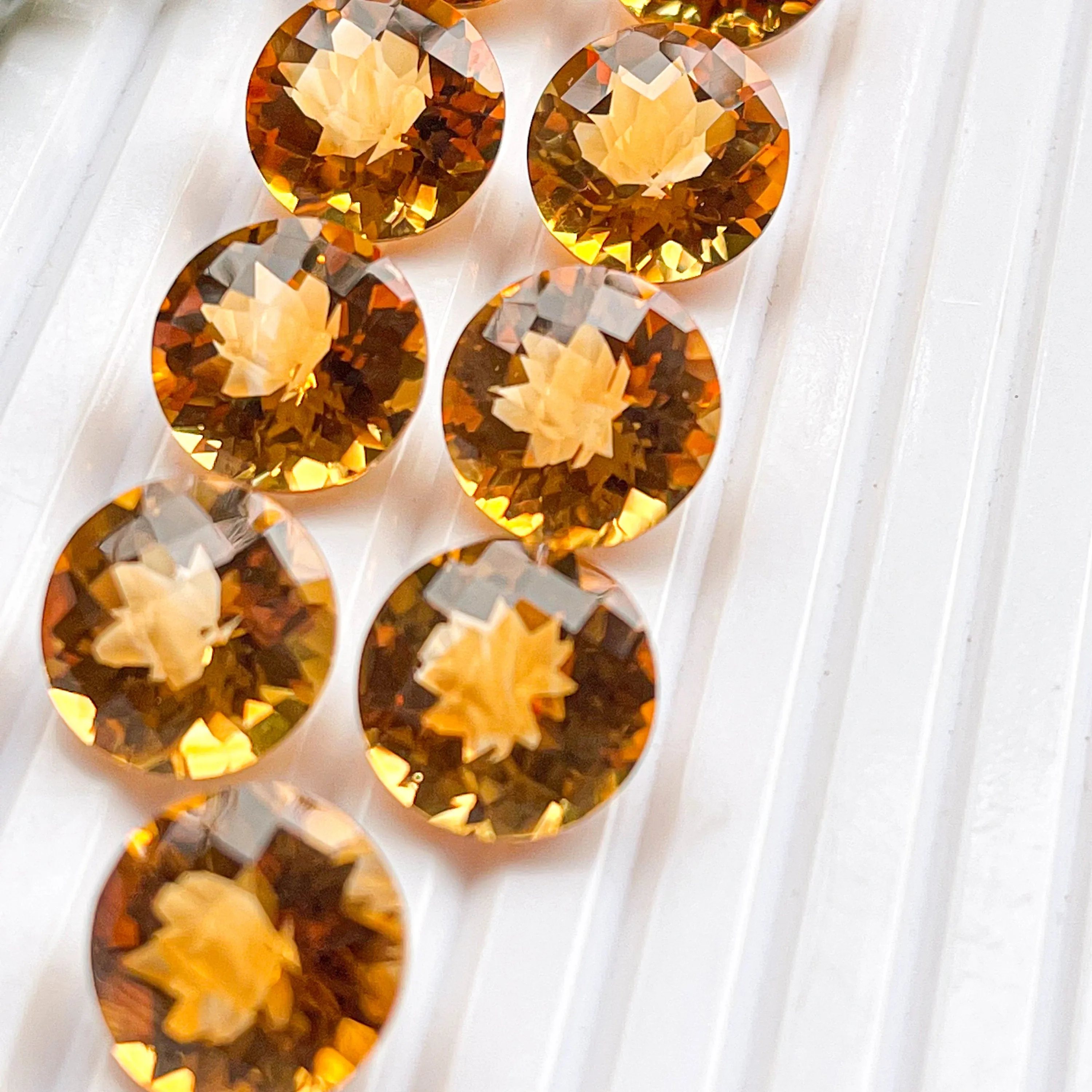 Citrine Faceted Round cut stone, Size 12x12mm