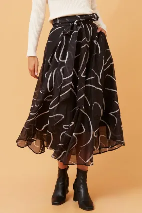 CLYDE ABSTRACT PRINT MIDI SKIRT