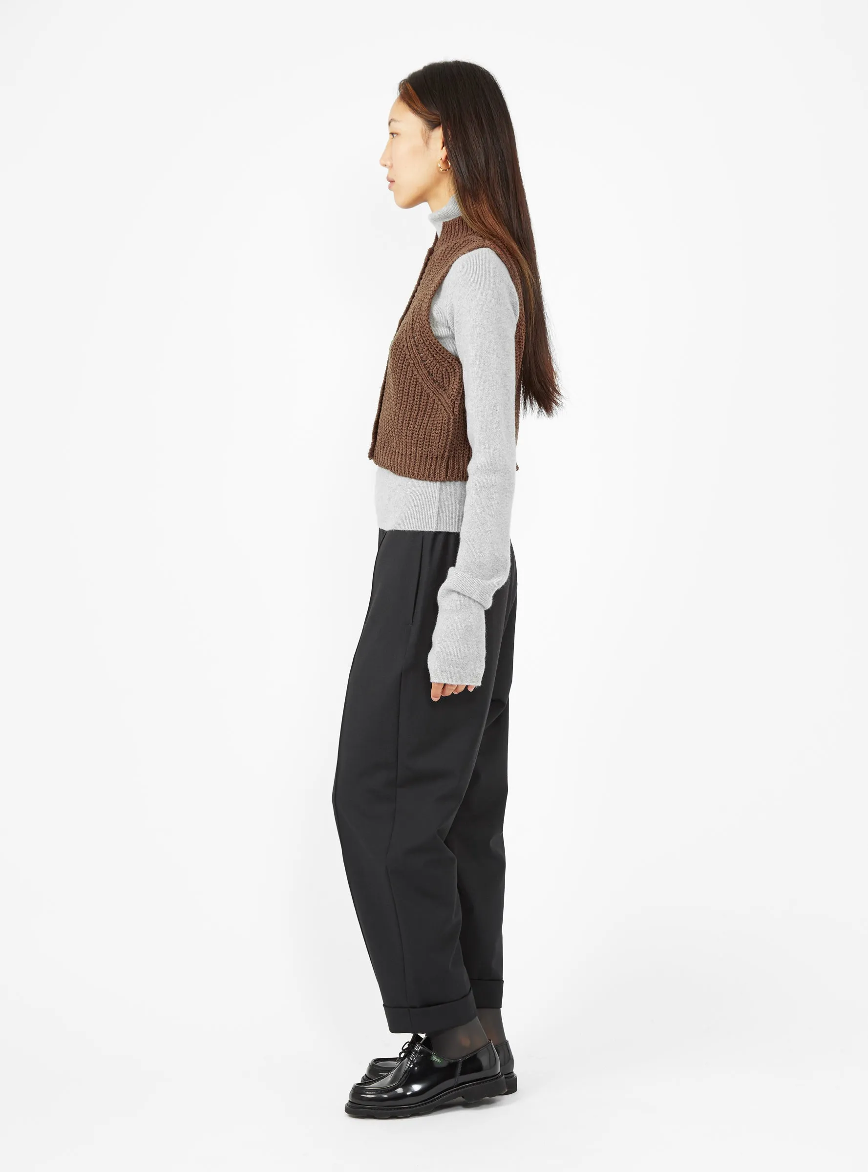 Cropped Cotton Waistcoat Brown