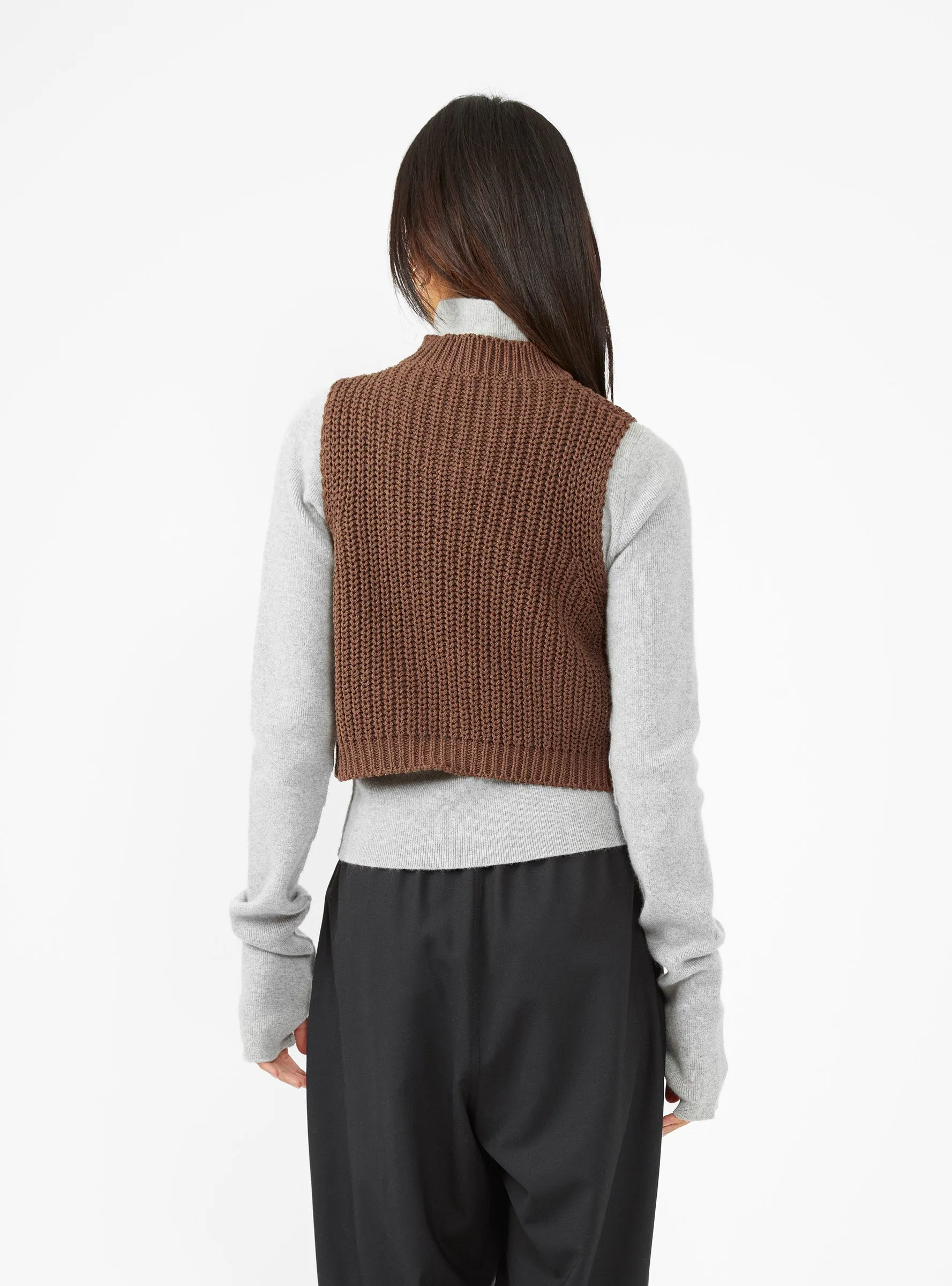 Cropped Cotton Waistcoat Brown