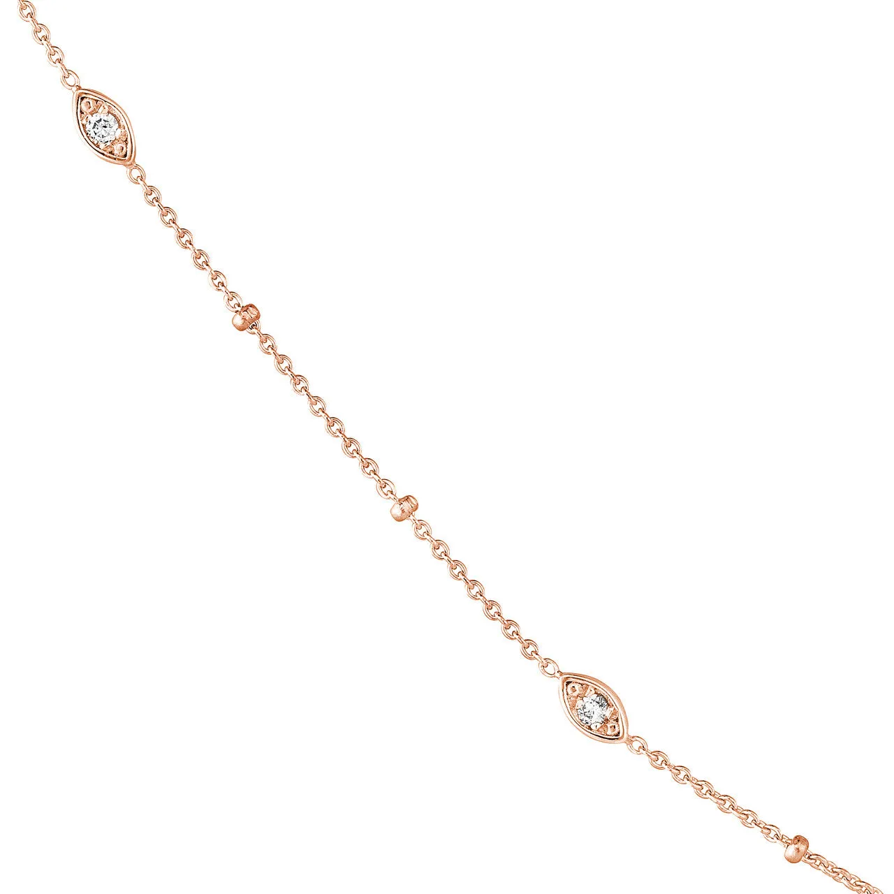 Diamond Marquise Bezels and Beads Necklace