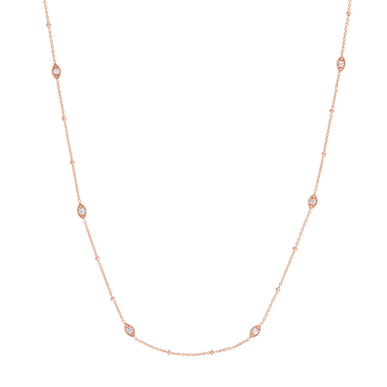 Diamond Marquise Bezels and Beads Necklace