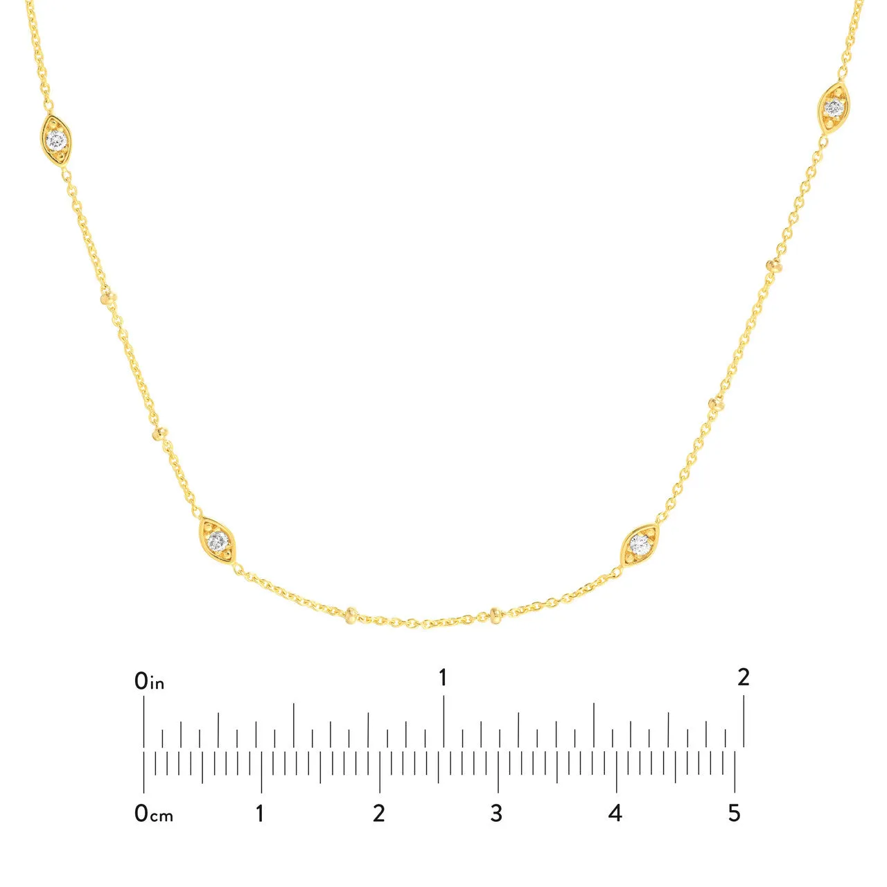 Diamond Marquise Bezels and Beads Necklace