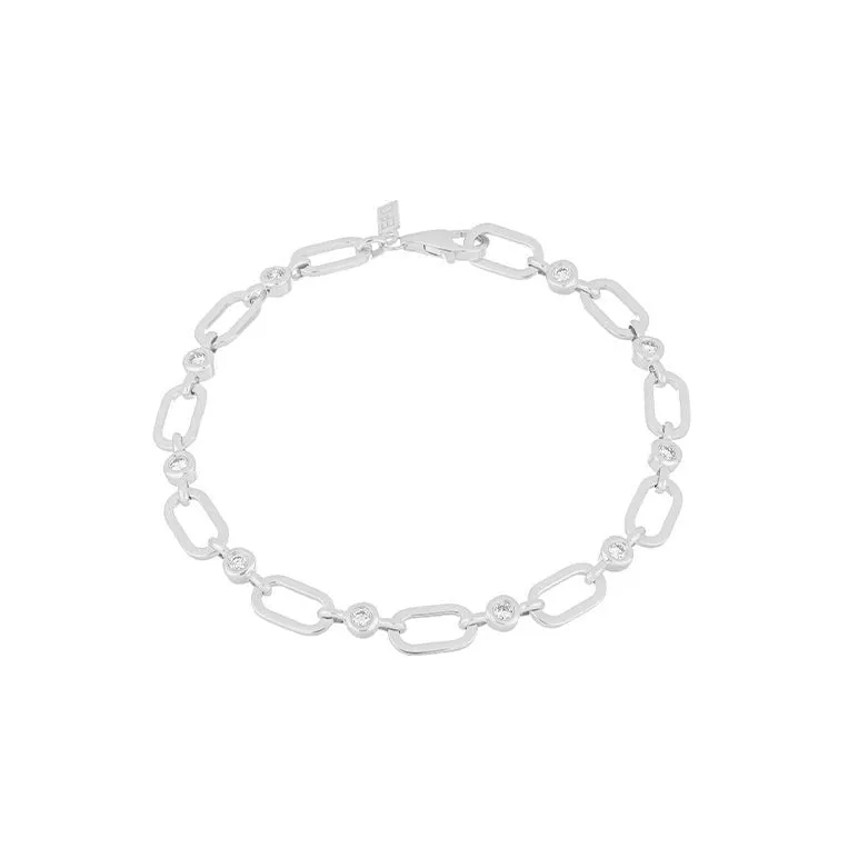 Diamond Pillow Jumbo Link Bracelet in 14K White Gold EF Collection