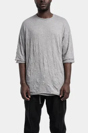 Double layer crinkled cotton oversized tee, Light grey