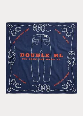 Double RL - Indigo Jean-Print Cotton Bandanna - Indigo/Cream/Red