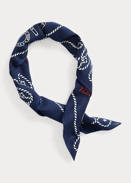 Double RL - Indigo Jean-Print Cotton Bandanna - Indigo/Cream/Red