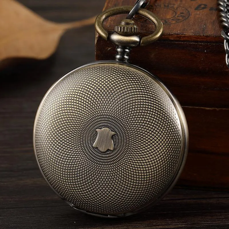 Double-sided Bronze Pocket Watch with Intricate Carved Design