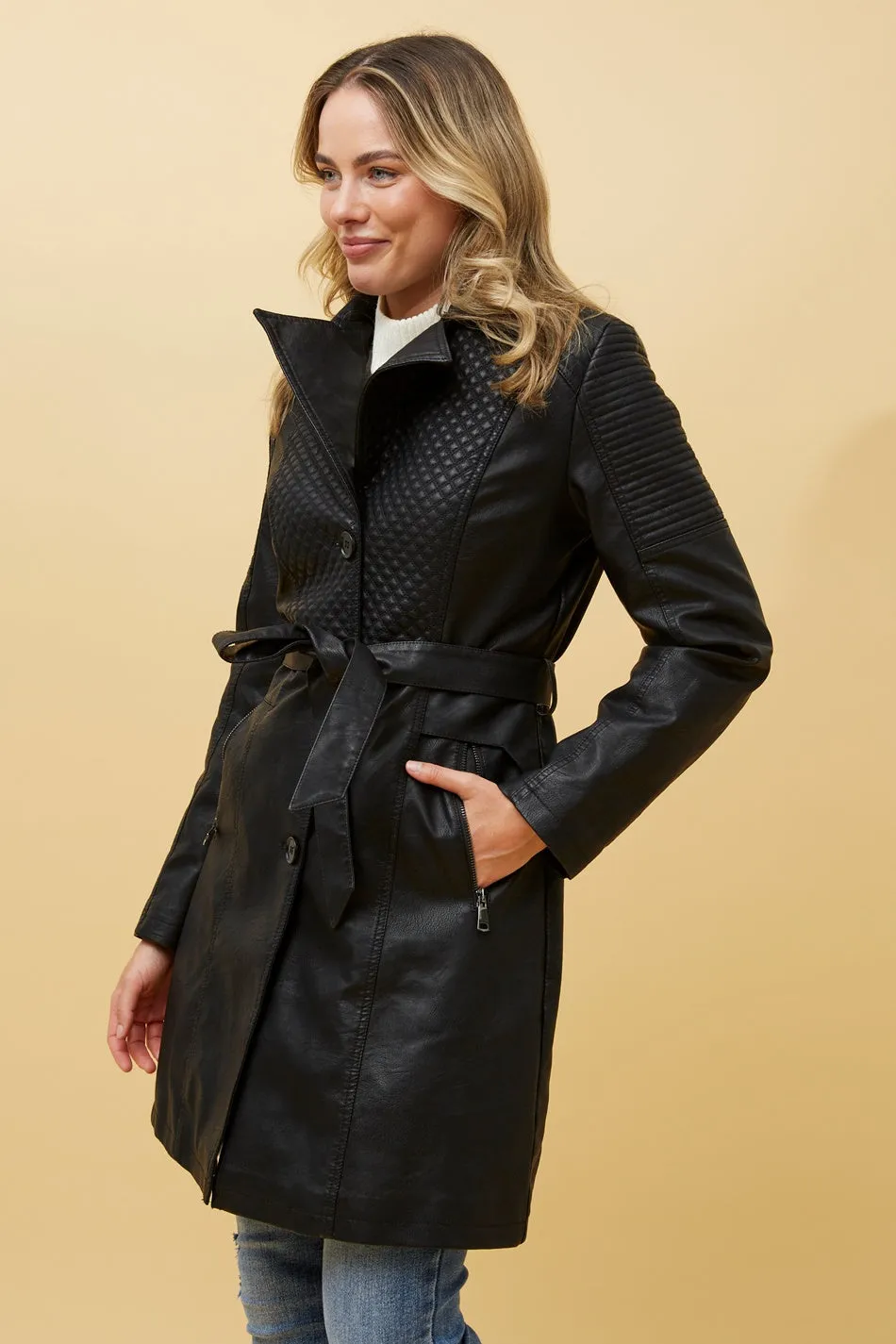 ELENI VEGAN LEATHER COAT