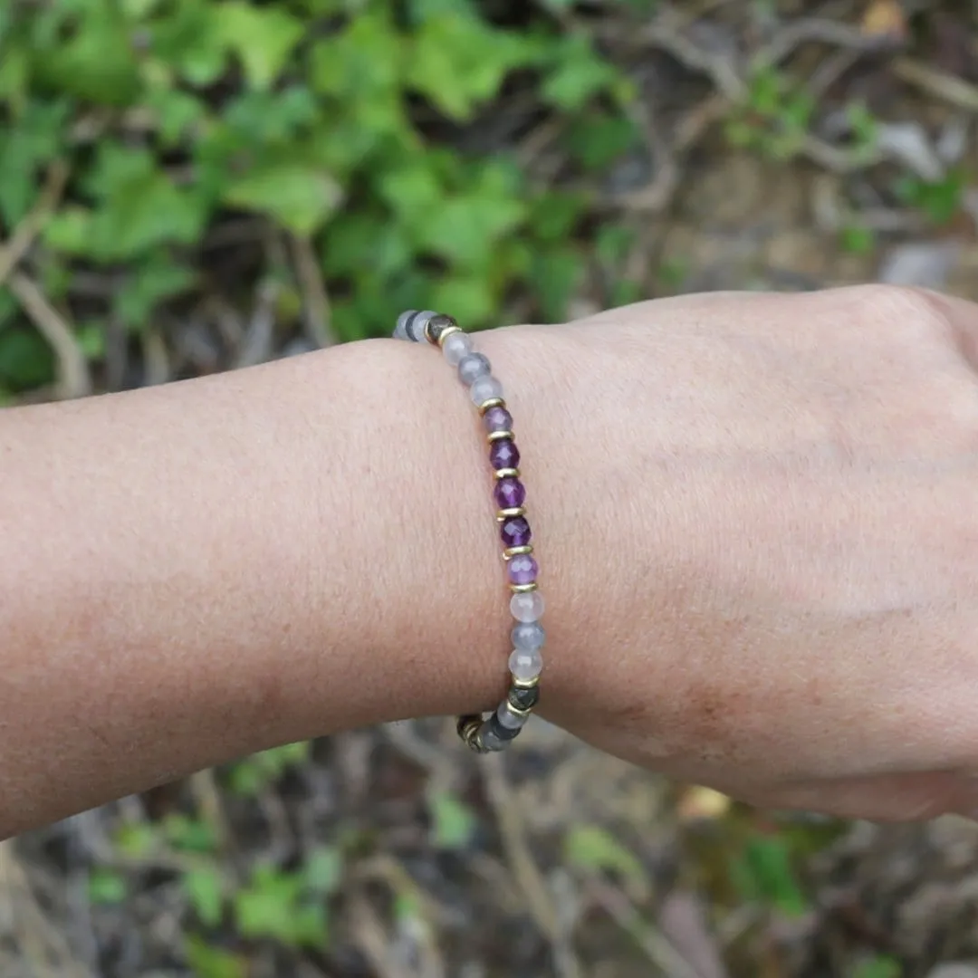 “Emotional Healing” Cloudy Quartz Crystal and Amethyst Healing Bracelet