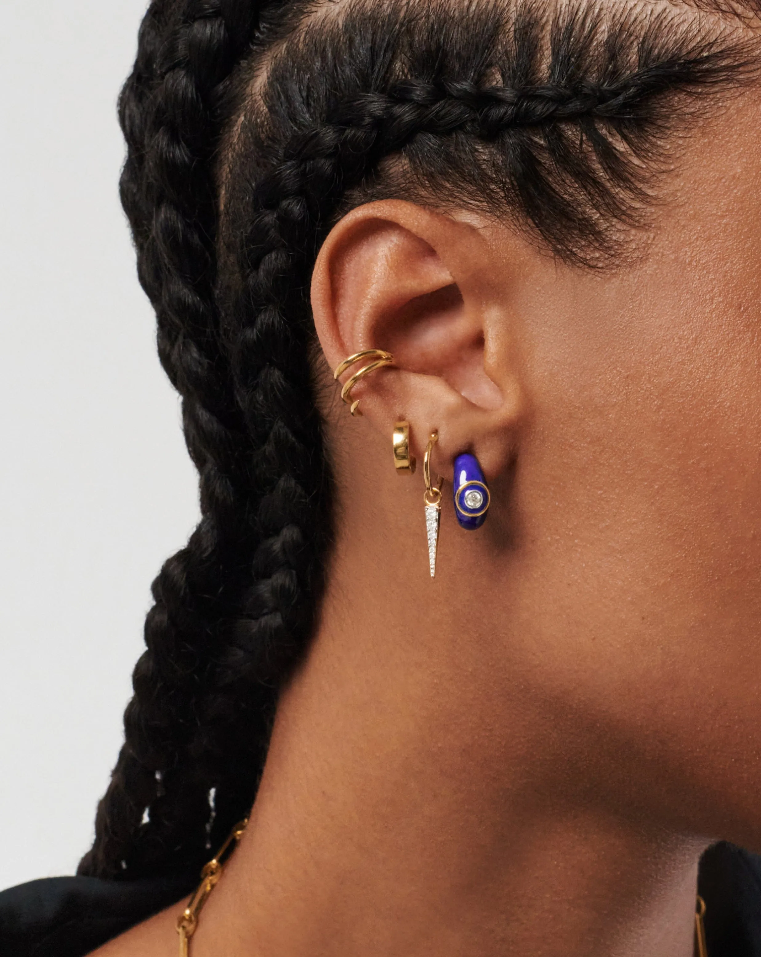 Enamel & Stone Dome Mini Hoop Earrings