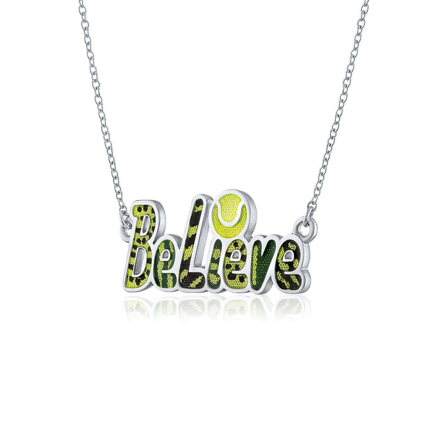 Enamel Believe Tennis Necklace