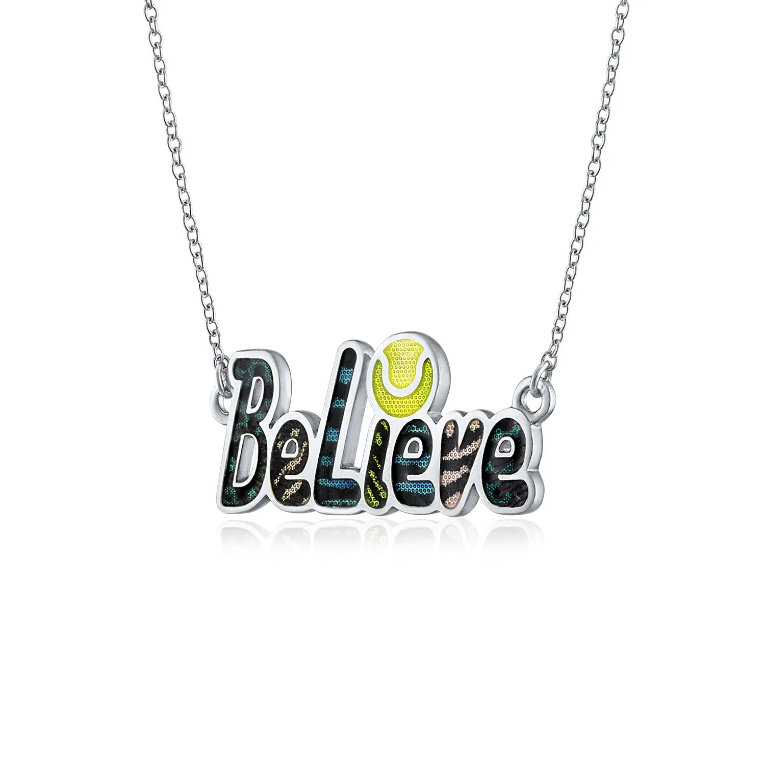 Enamel Believe Tennis Necklace