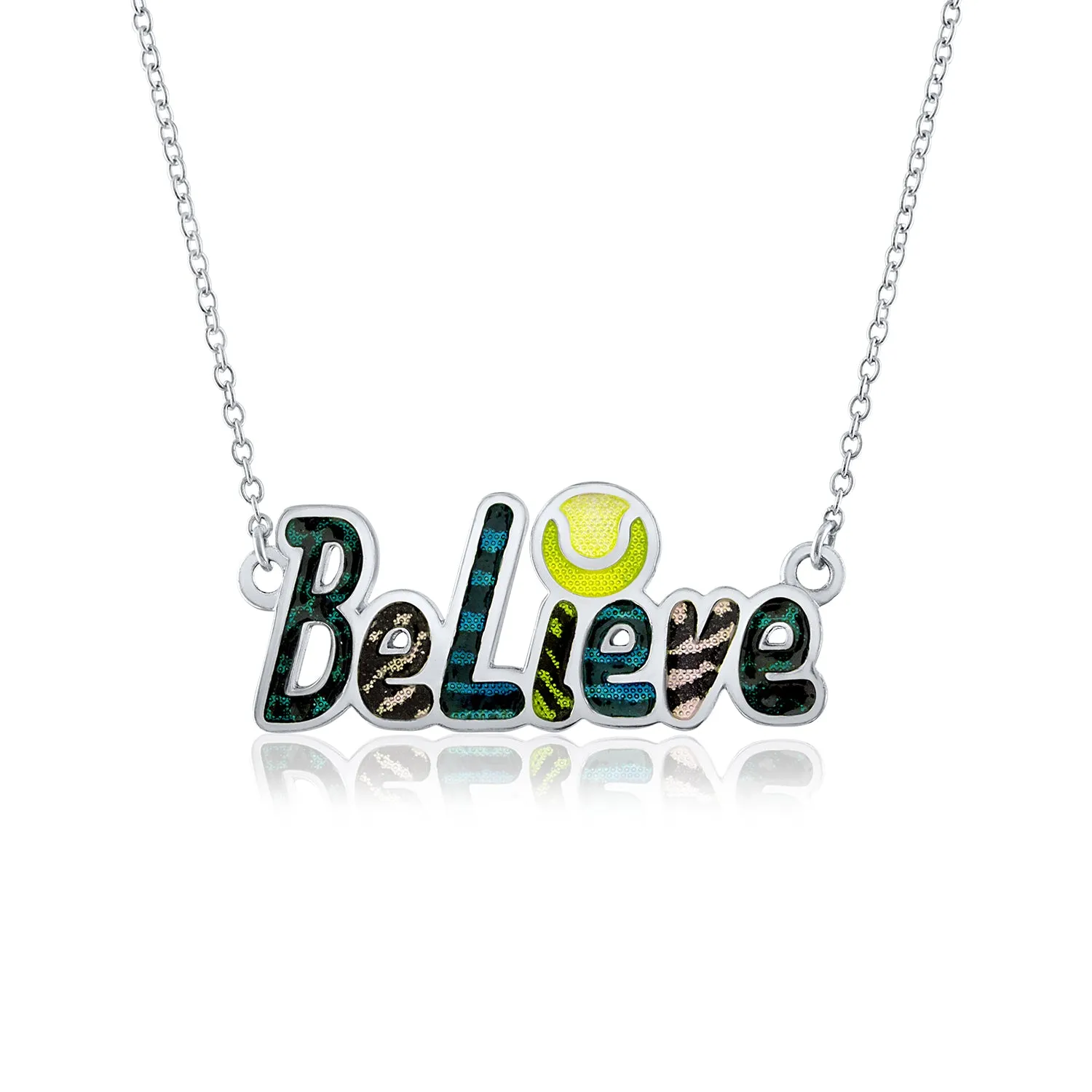 Enamel Believe Tennis Necklace