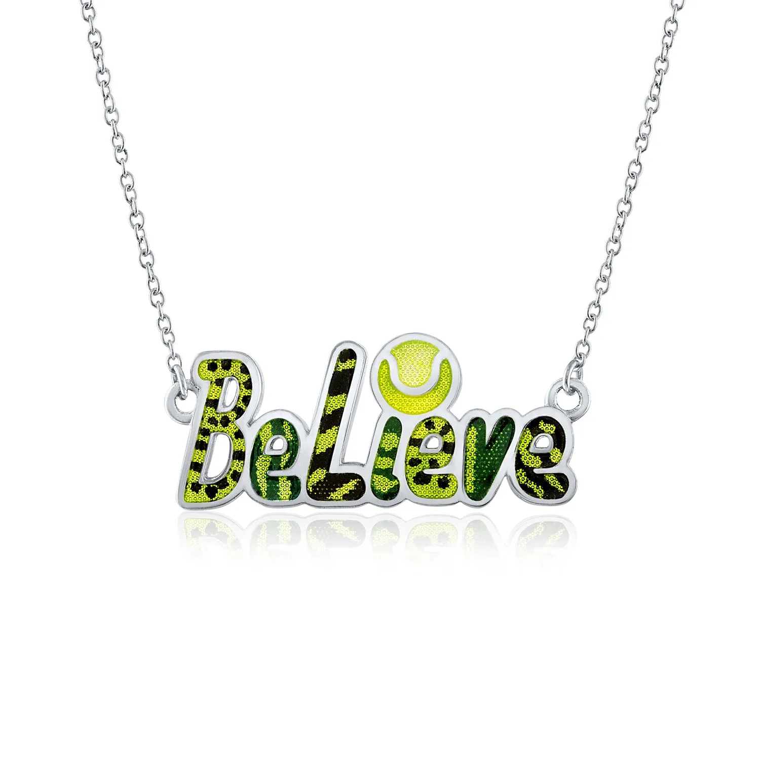 Enamel Believe Tennis Necklace