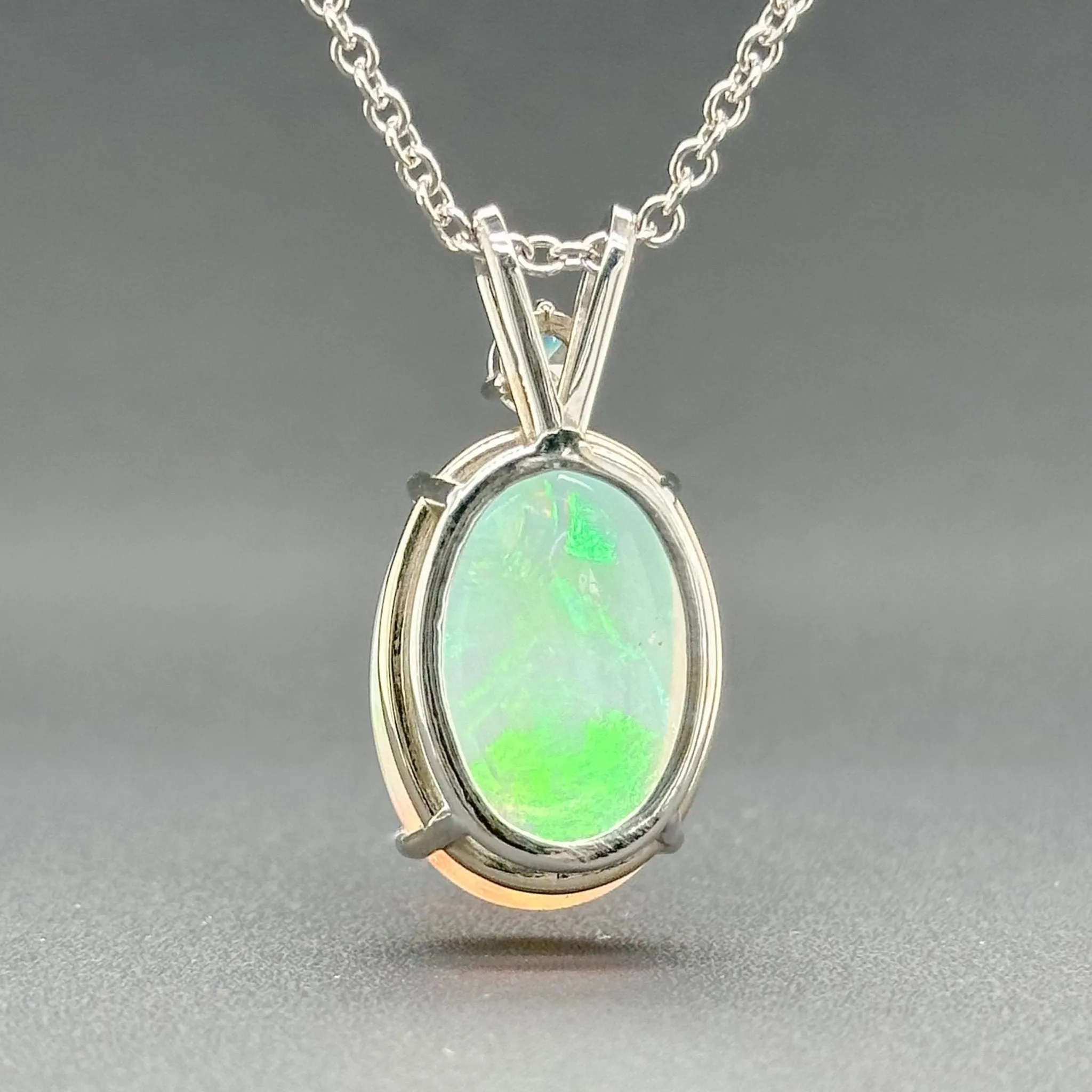 Estate 14K W Gold 10.96ct Opal & 0.33ct I/SI1 Diamond Pendant