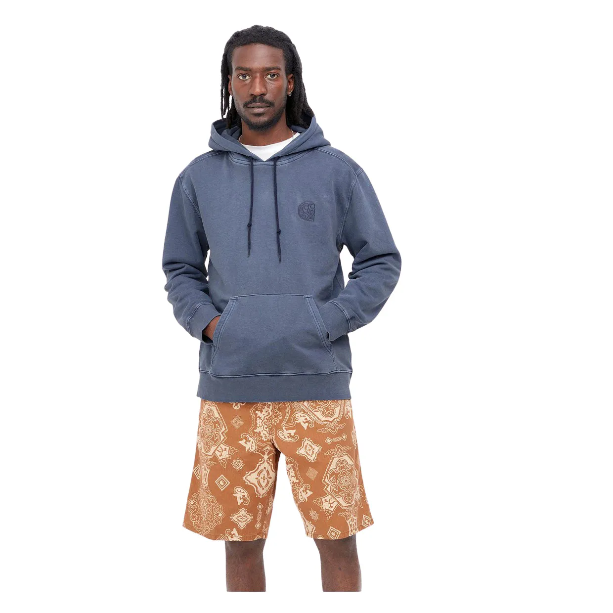 Felpa Carhartt WIP Hooded Verse Patch Blu Lavato