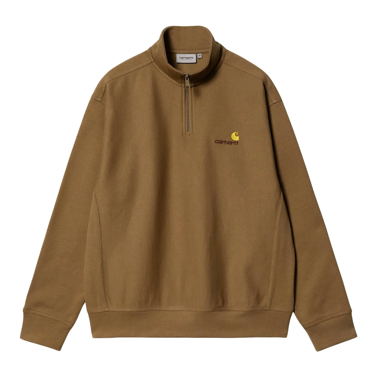 Felpa Uomo Carhartt WIP Half Zip American Script Marrone