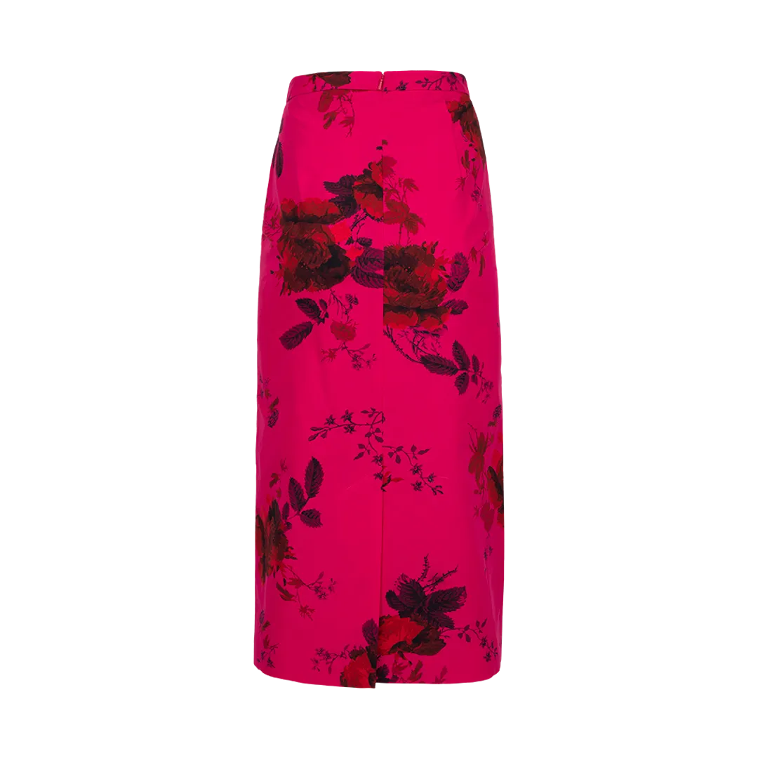 Floral Print Faille Pencil Skirt