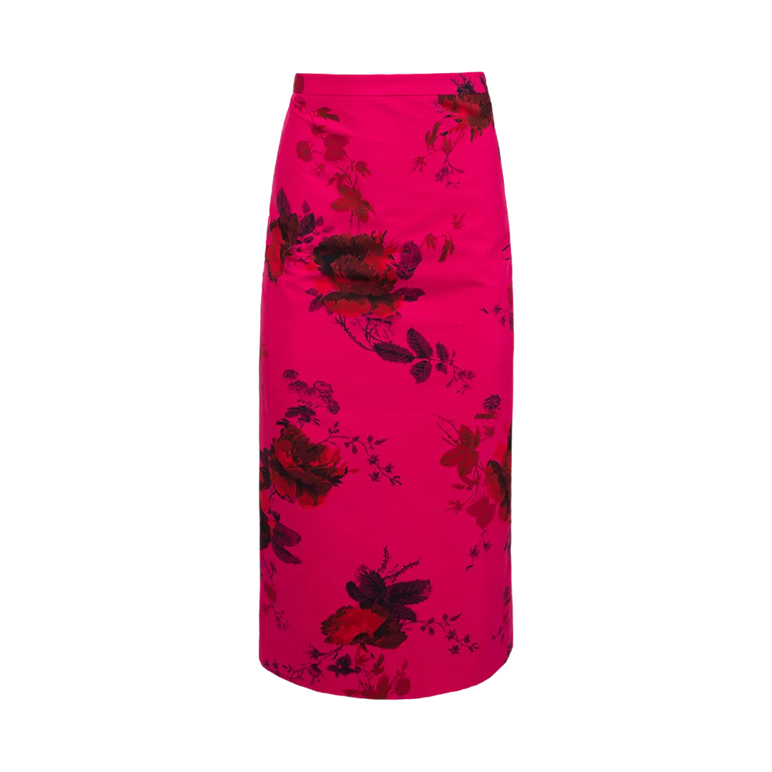 Floral Print Faille Pencil Skirt