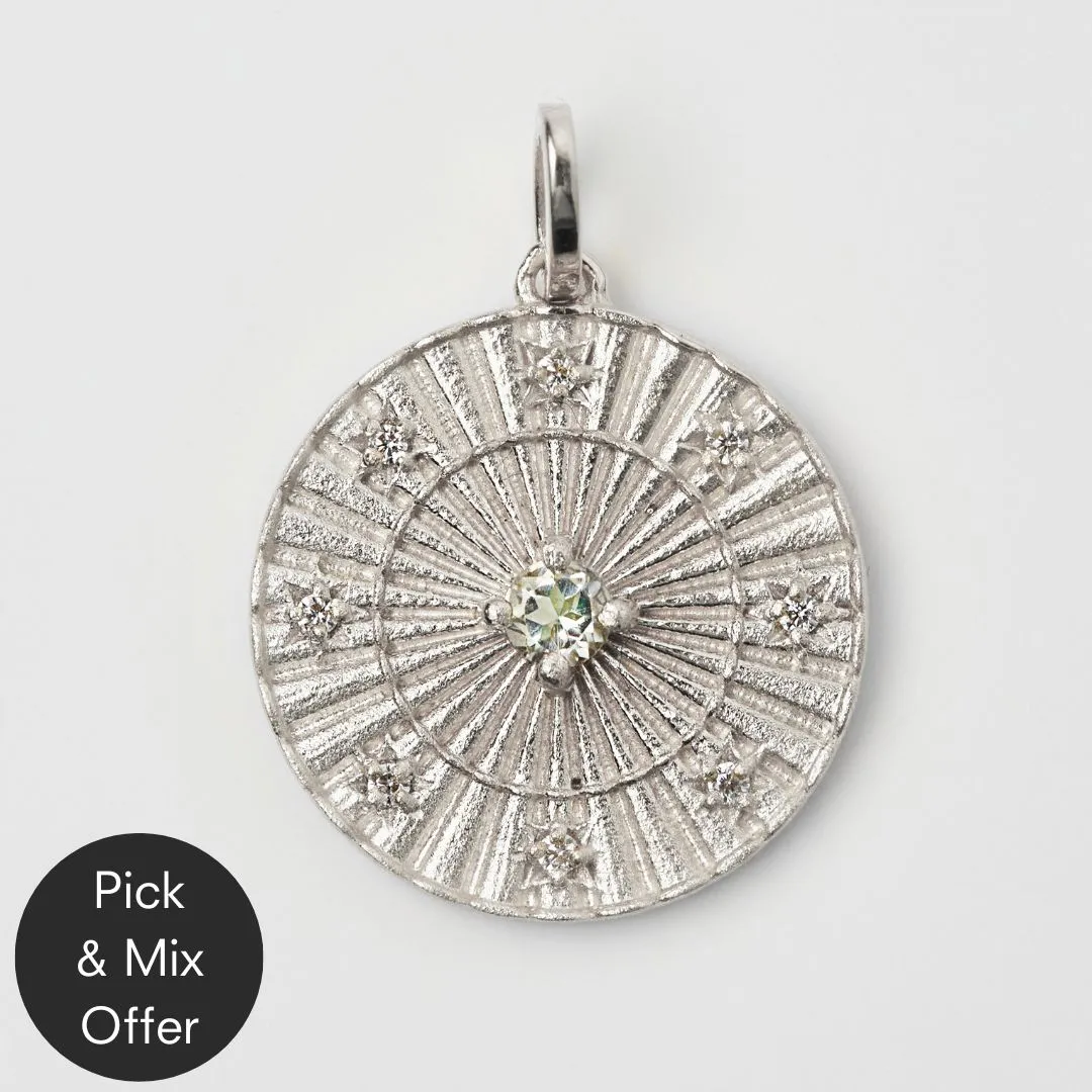 Garden Party Green Amethyst Compass Coin Pendant