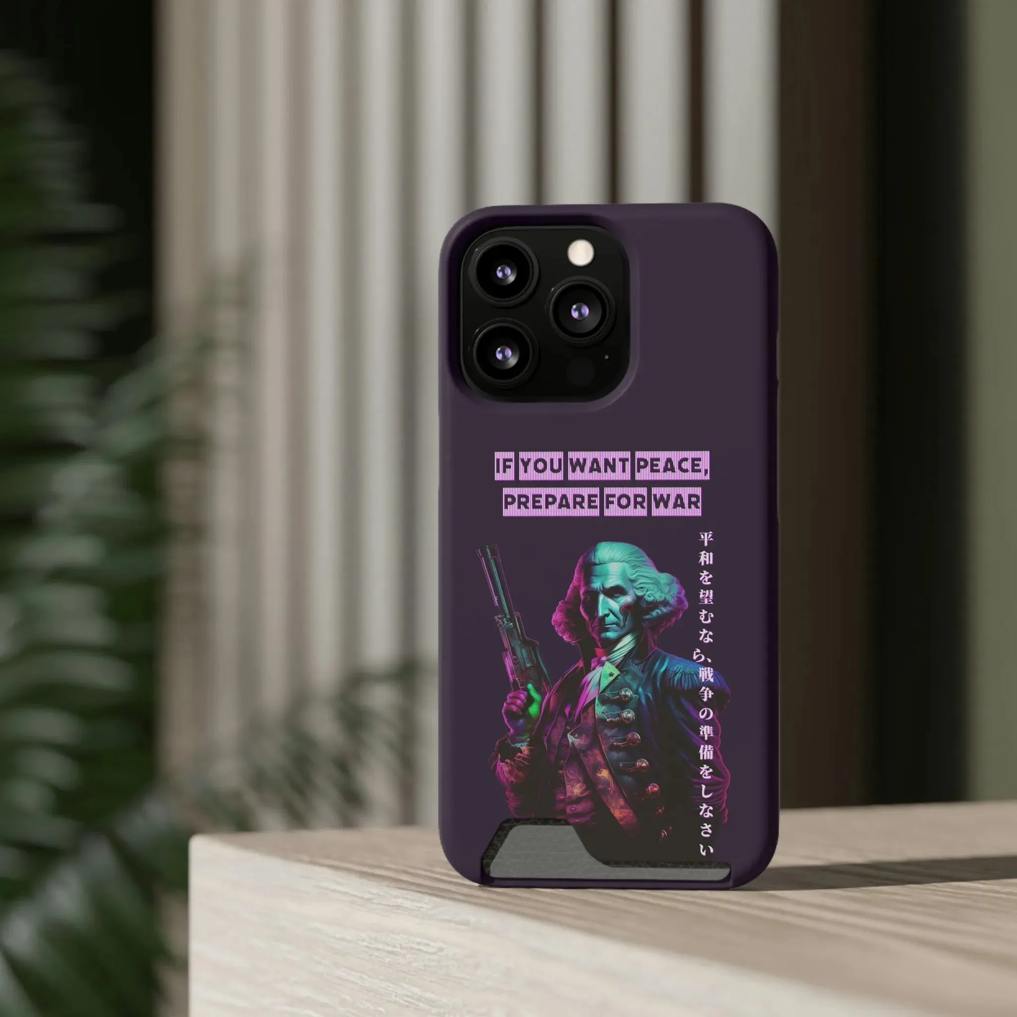 George Washington "Warrior" Synthwave Phone Case and Card Holder