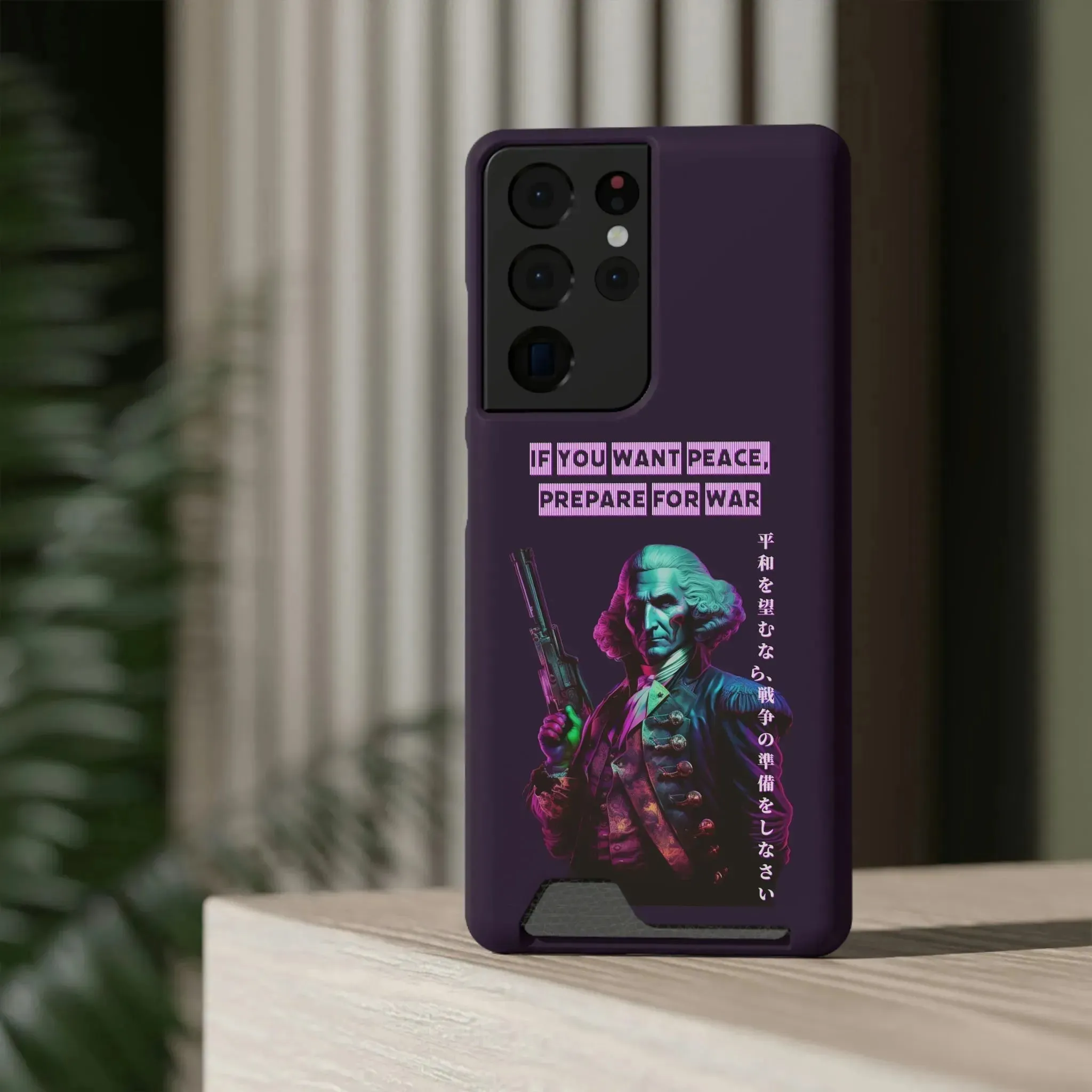 George Washington "Warrior" Synthwave Phone Case and Card Holder