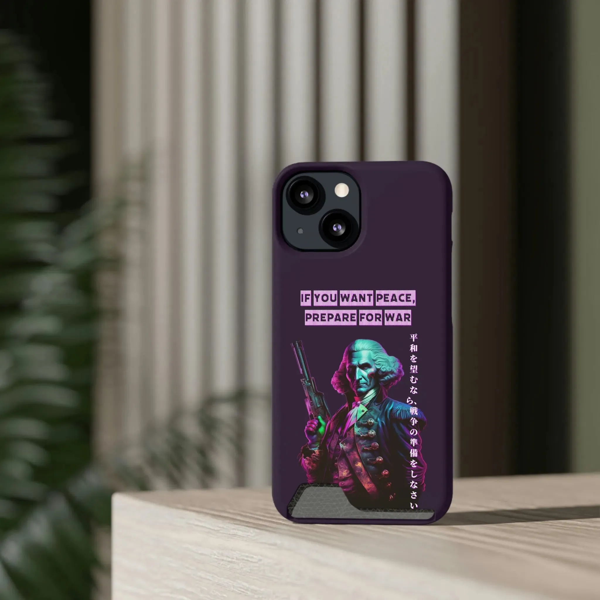 George Washington "Warrior" Synthwave Phone Case and Card Holder