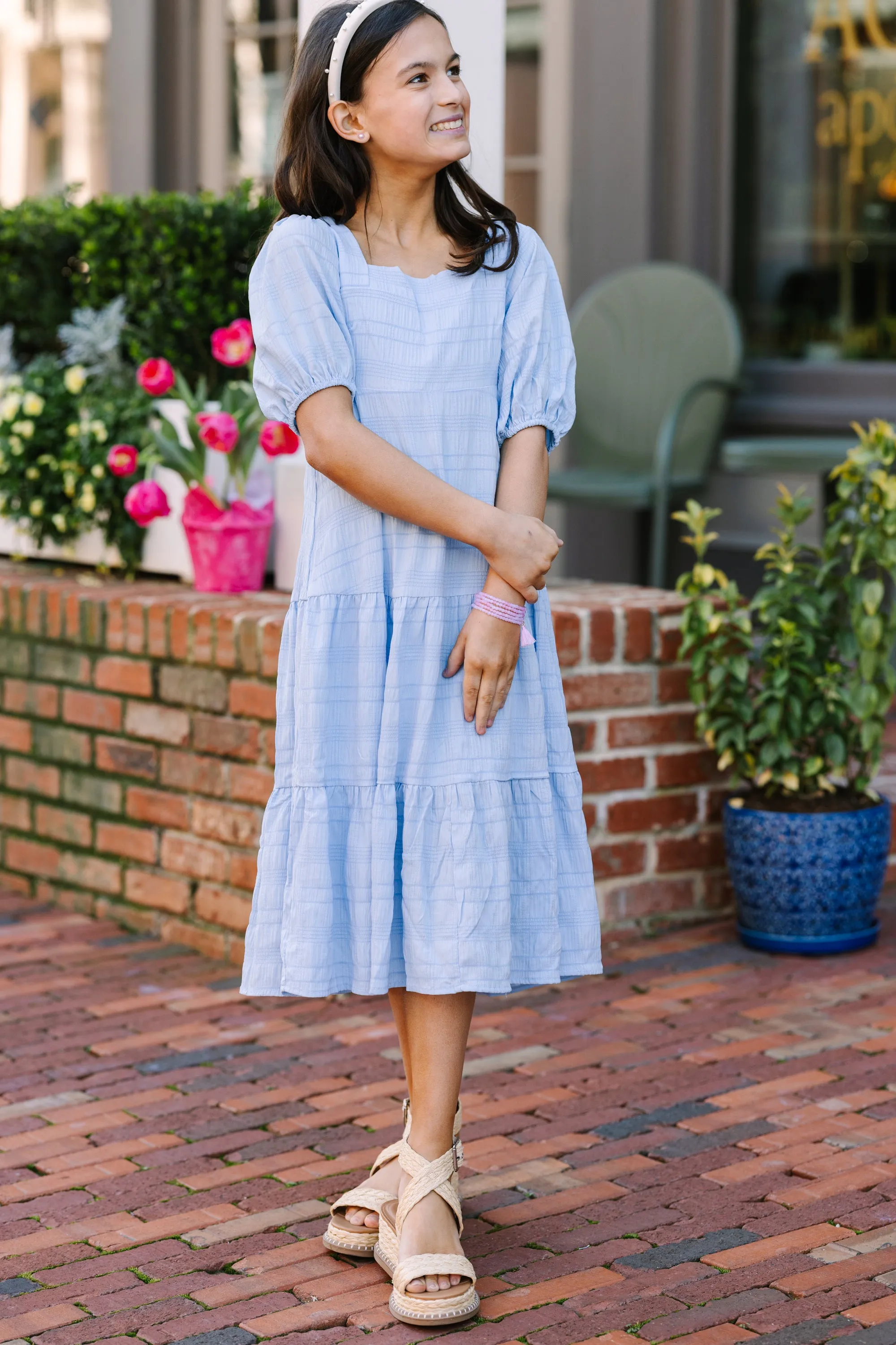 Girls: Think About It Light Blue Midi Dress